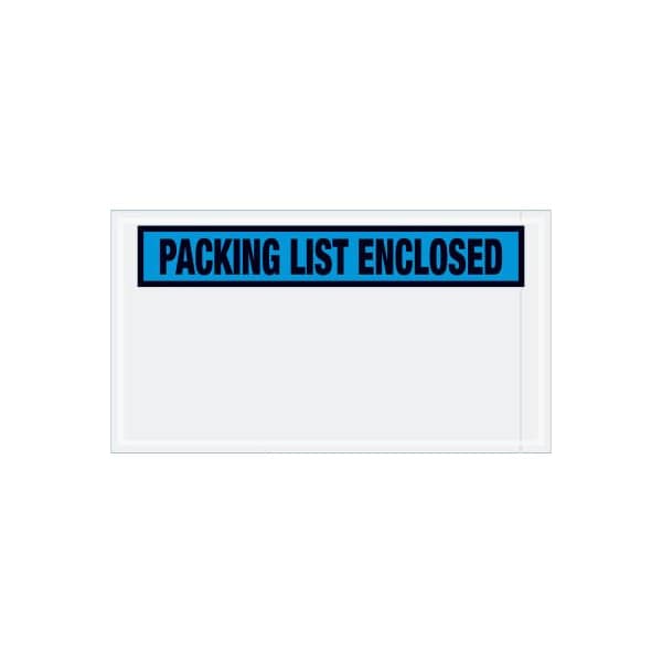 Box Packaging Panel Face Envelopes, "Packing List Enclosed" Print, 10"L x 5-1/2"W, Blue, 1000/Pack PL431 - main